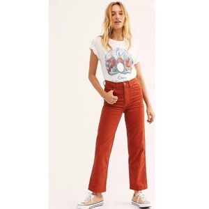 Wrangler x Free People Heritage Corduroy High Rise Straight Pant Burnt Orange 26